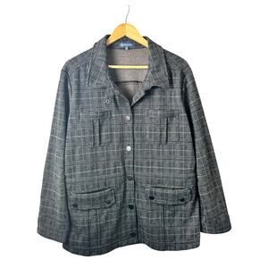 Democracy Barn Jacket Women’s XL Plaid Gray Academia Coat Preppy Fall Winter